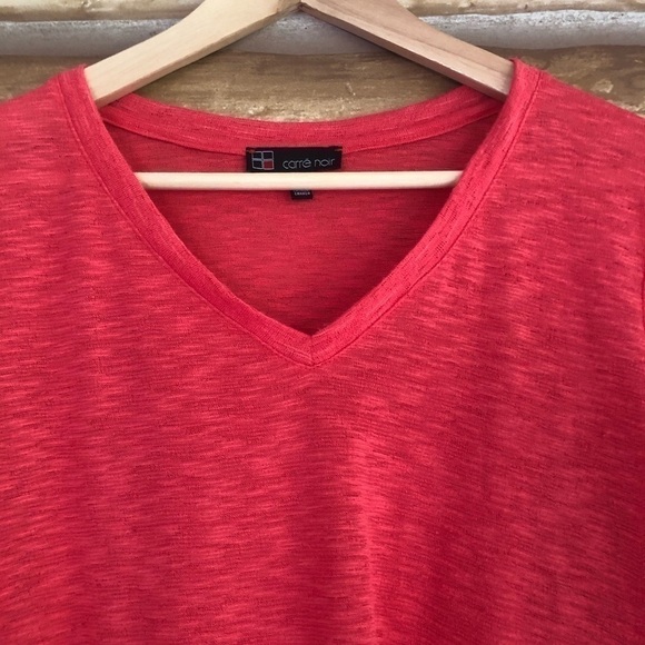 Carre Noir 3/4 sleeve burnout v-neck top size large - Picture 3 of 9